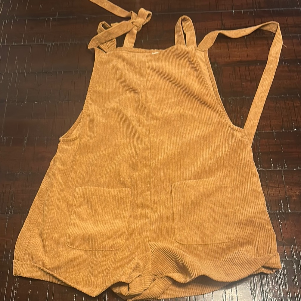 Corduroy Tan Jumpsuit Overalls Shorts - Lightweight